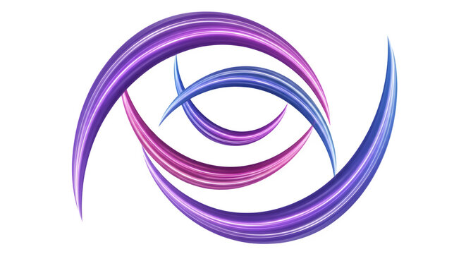 Abstract Swirling Curved Lines Logo Concept Featuring Vibrant Gradient Colors Isolated on a Transparent Background