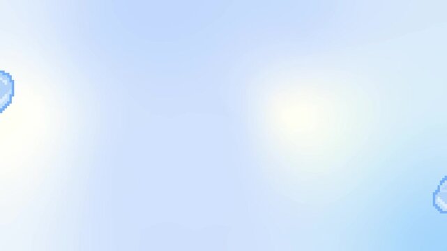 4k footage animation of fluffy clouds pixel art move left and right in loop motion design. Smoke or fog, sky elements logo collection. 8-bit sprite. Game development, mobile app.