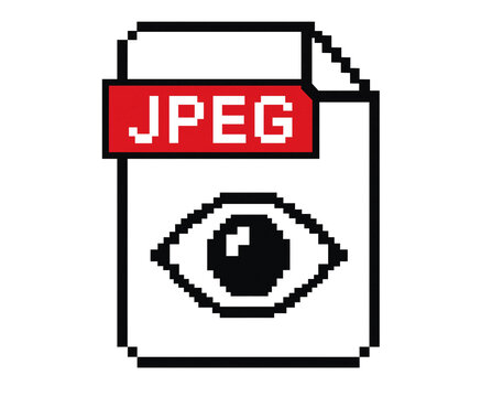 Retro Pixel Style JPEG Image File Icon with Eye Graphic Classic Early Internet Aesthetic &ndash; Y2K PNG Transparent