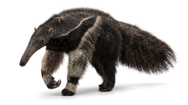 Giant Anteater Walking Isolated on White Background.