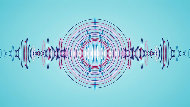 Abstract digital sound wave visualization in blue and red with waveform frequency visualization spectrum abstract technology vibration electronic communication analysis