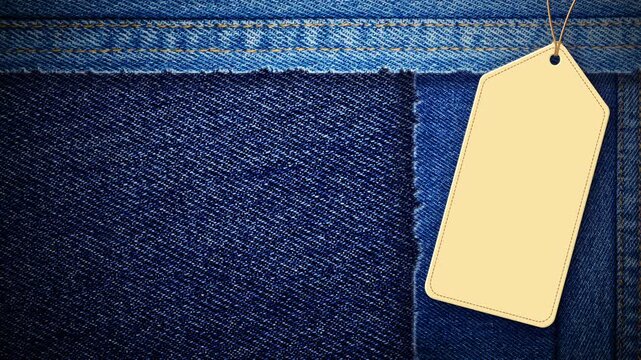 Abstract background Blue denim fabric showing detailed woven texture, Seams and contrasting stitching for textile and fashion backgrounds