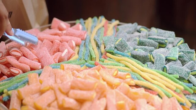 Candy selection at a colorful candy shop