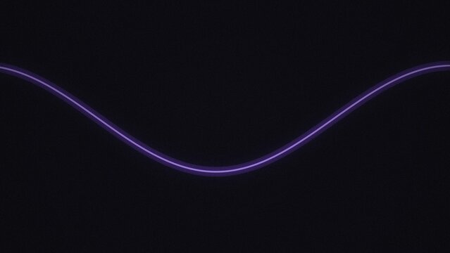 Single purple glowing wave line on a dark black background, minimalist horizontal sine wave curve
