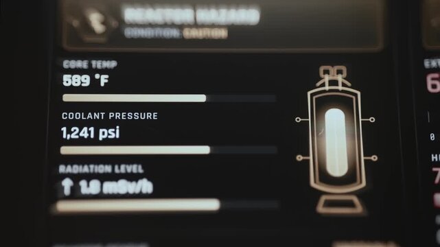 reactor core dashboard shows 585 fahrenheit temperature