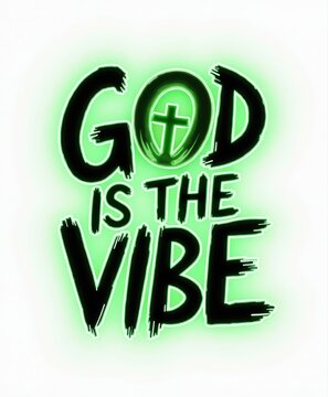 Inspirational Christian Typography with Cross and Vibe Message for Faith Spirit