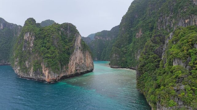 Aerial shot Phi phi island in Thailand
