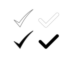 Check Mark Icon Collection – Black and White Approval Symbols Set © Dreamy