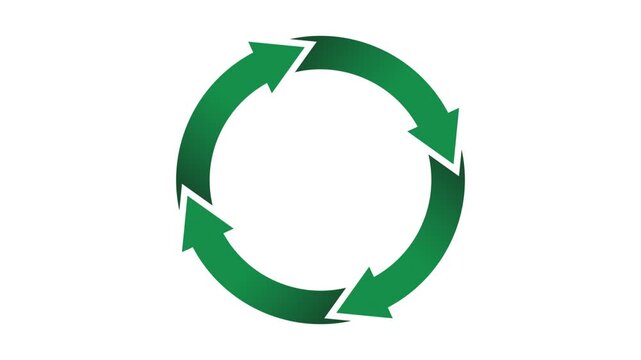Green reuse symbol looping animation with shaded green arrows