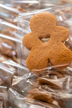Gingerbread Cookie with Heart Cutout Wrapped in Clear Packaging