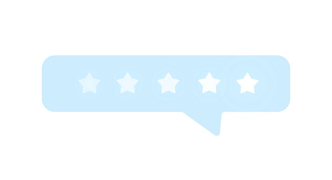 Five star rating review customer satisfaction feedback speech bubble service isolated on transparent PNG background