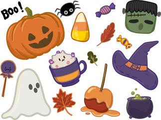 Fototapeta premium cute set of halloween elements