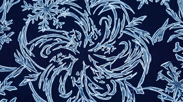 Blue frost swirl abstract texture for icy winter backdrop