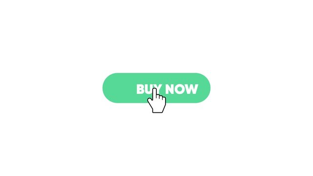 Green Buy Now call to action button animation pack with mouse click pointer, e-commerce sale concept compilation on green screen, white, and black background
