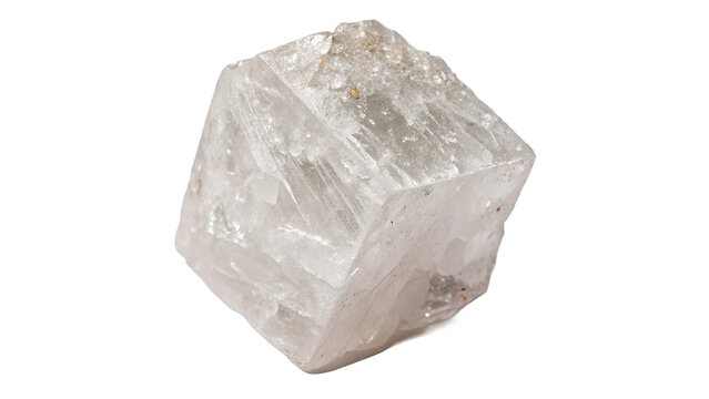 Large single square block of natural pink himalayan salt isolated on transparent background cut out
