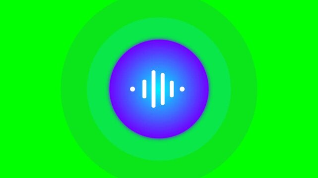 AI Voice Assistant Icon with Digital Waveform on Chroma Key Green Screen Background, Audio Interface for Smart Home Technology and Virtual Assistant
