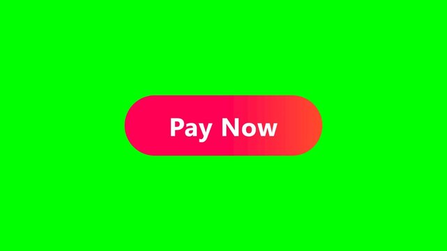 Pay Now Button with Red and Orange Gradient Design Isolated on Chroma Key Green Screen Background for Online Payment and E-commerce Projects