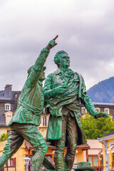 Obraz premium statue of Balmat and Saussure, Chamonix, France