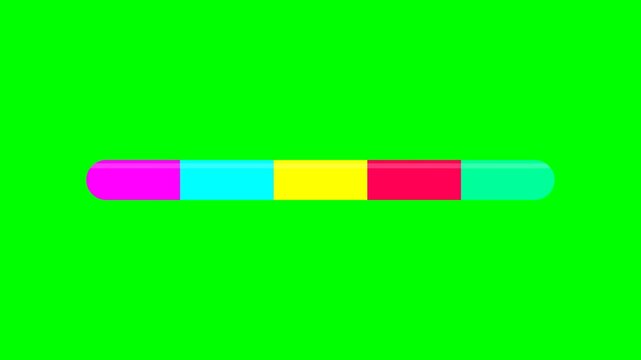 Colorful Progress Bar Animation on Green Screen Background, Minimalist Loading Status Bar UI Element for Video Editing and Digital Projects