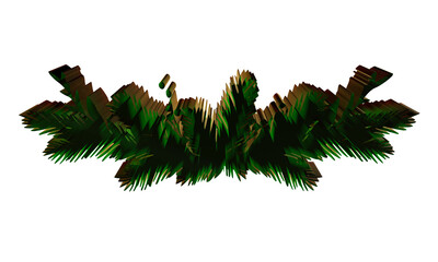 Abstract 3d green pine branch spruce needle foliage christmas garland banner element isolated on transparent background © Sathy