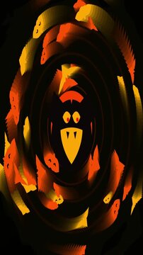 Creative digital illustration of stylized fire and ghostly faces design