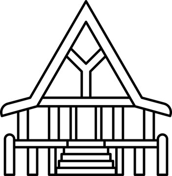Rumah bolon traditional batak house line illustration