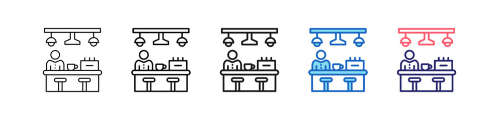 Fototapeta premium Coffee Bar Icon In 5 Different Styles Set Collection. 