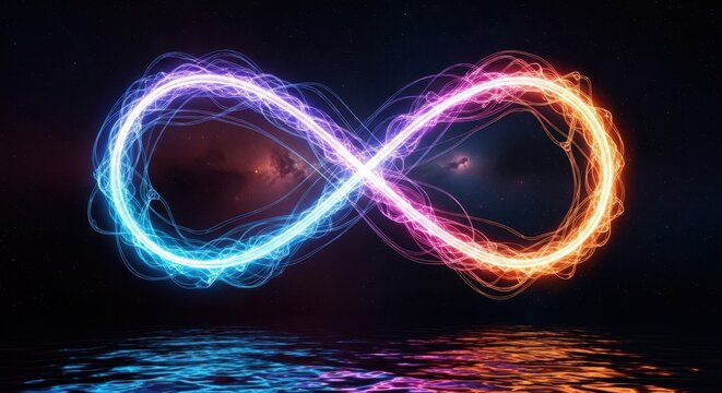Infinity symbol with colorful neon fluid energy infinity colorful abstract