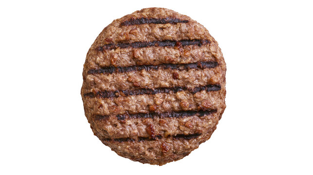 Grilled beef burger patty with grill marks