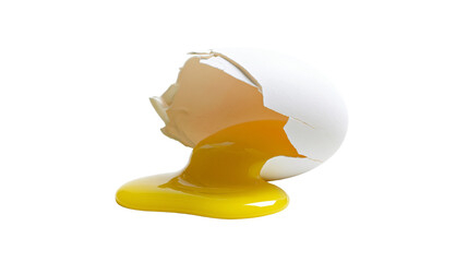 Fototapeta premium Broken white egg with yolk spilling out