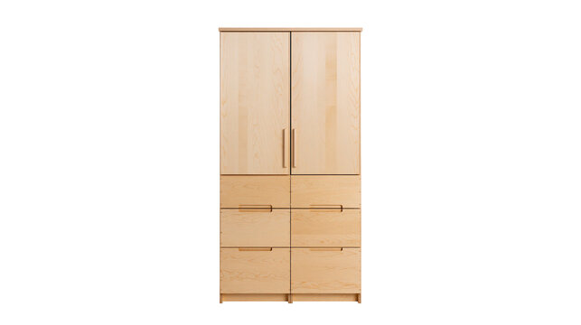 Light wood wardrobe with two doors and six drawers