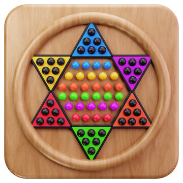 Chinese Checkers Star Board Game 3D Illustrations