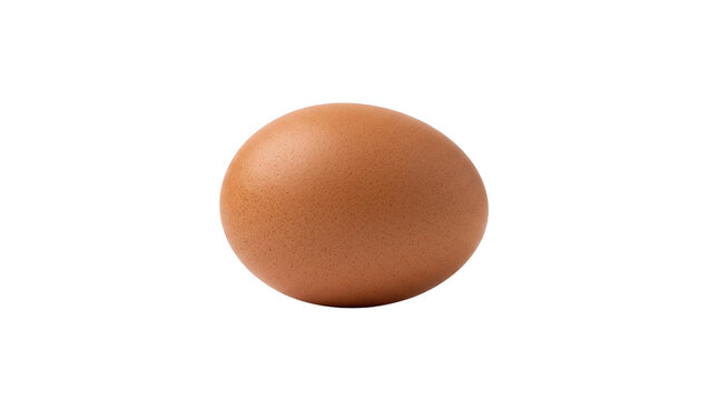 Brown chicken egg, fresh organic farm egg with smooth matte texture, single raw egg for cooking and baking ingredients isolated PNG with Transparent Background