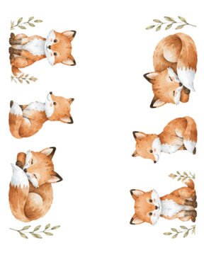 Cute Watercolor Foxes  Collection, Hand Drawn Small Animal Illustrations
