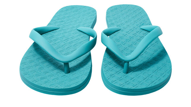Turquoise Flip Flops with Textured Soles