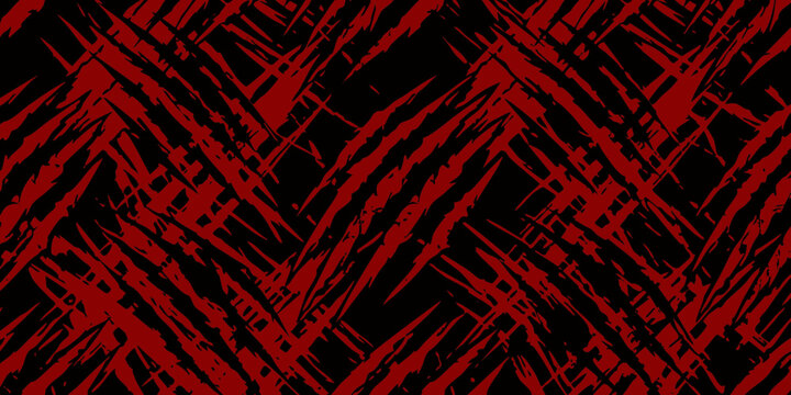 Aggressive red and black grunge scratch pattern abstract texture for edgy urban background design concept and artistic dark wallpaper