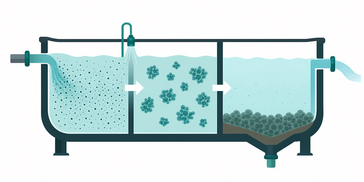 Coagulation flocculation sedimentation illustration