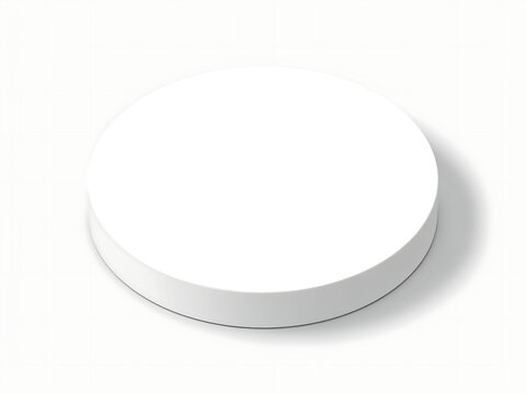 Single blank round white thick coaster with accessory minimalist tableware protection template presentation isolated