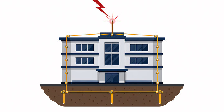 Lightning protection building system illustration