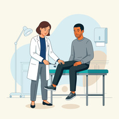 Obraz premium Doctor Performing Reflex Test on Patient in Medical Examination Room