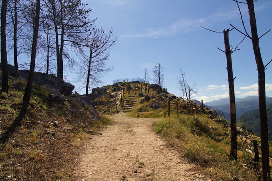 Landscapes Along the Hiking Route from Os Peares to Mirador Alto de Picota viewpoint in Ribeira Sacra, Galicia, Spain