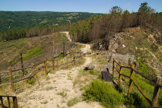Landscapes Along the Hiking Route from Os Peares to Mirador Alto de Picota viewpoint in Ribeira Sacra, Galicia, Spain
