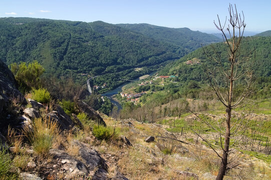 Landscapes Along the Hiking Route from Os Peares to Mirador Alto de Picota viewpoint in Ribeira Sacra, Galicia, Spain