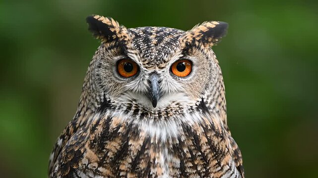 Close up portrait of great horned owl.