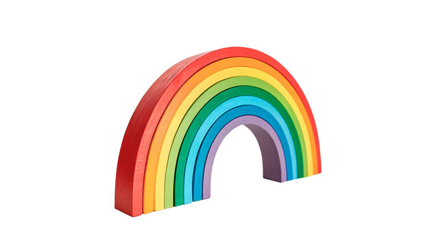 Colorful rainbow toy plastic arch decoration nursery decor item isolated on transparent background