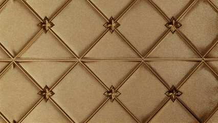Fototapeta premium Beige quilted leather texture background with diamond pattern