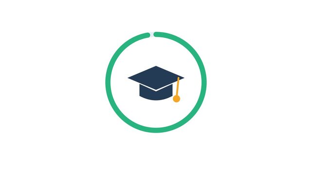 A circular course progress ring fills around a graduation cap.