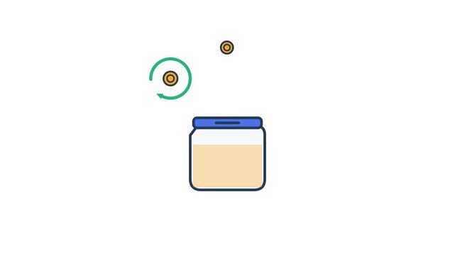 Small coins bounce into a savings jar as a circular arrow rounds up a purchase
amount.