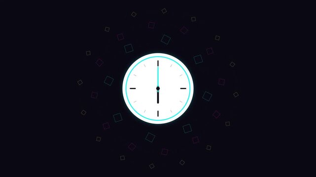 Minimalist animated analog clocks on dark background