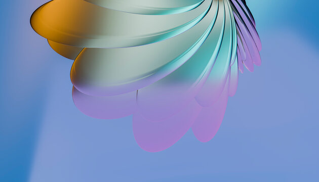 Abstract 3d colorful spiral shape on a smooth blue background